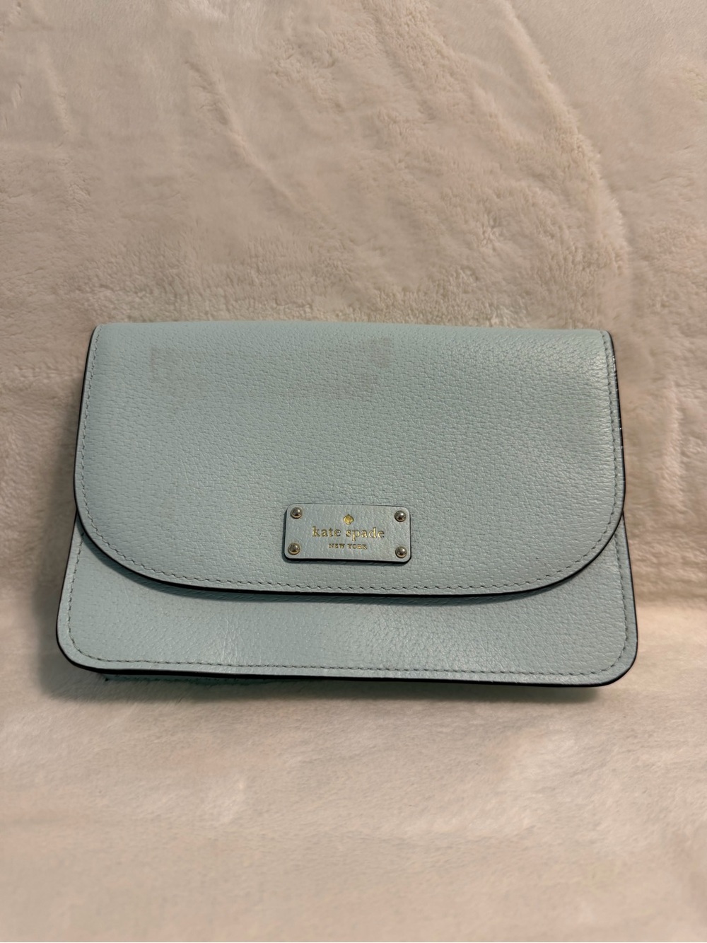 kate spade Light Blue Leather Fold-Over Clutch